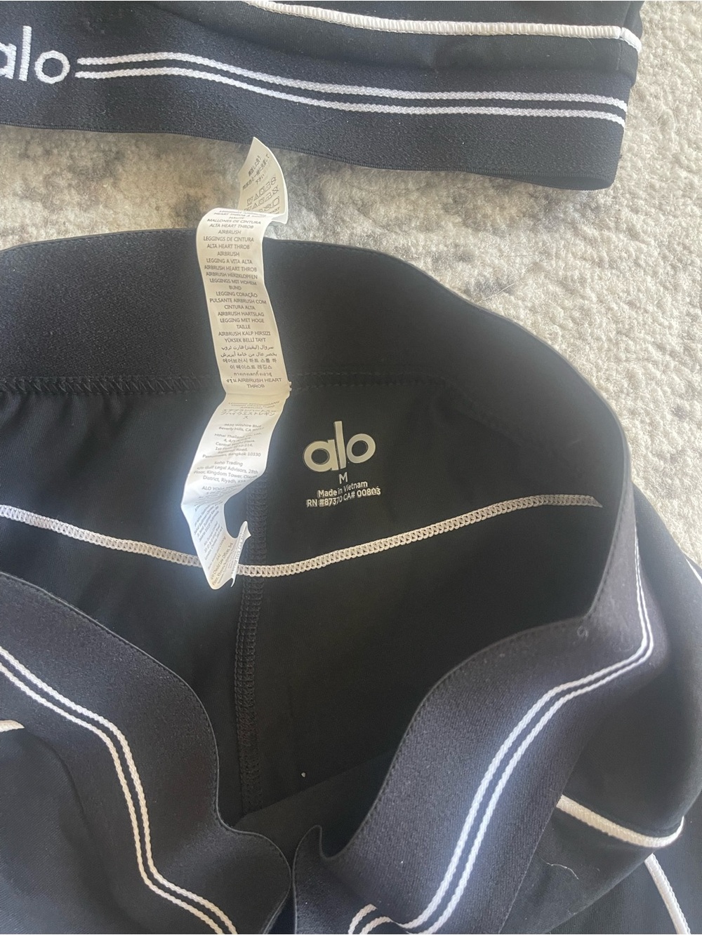 ALO Yoga Black Leggings  with top White Contrast Piping
